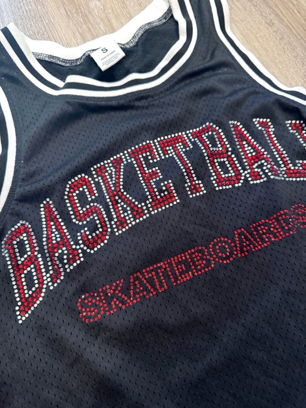 Heron Preston Basketball Skateboards Rhinestone Bling Black Jersey - Size S